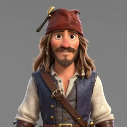 Guybrush Threepwood, depicted as a Pixar character, high quality CG render, 4K