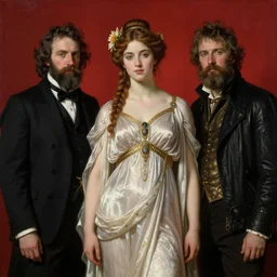 solomon Joseph Solomon and Richard Schmid and Jeremy Lipking victorian genre painting portrait painting of a young beautiful woman greek Goddess in fantasy costume, red background