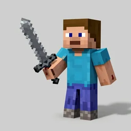 minecraft steve holding diamond sword, dripping blood, concept art, unreal engine 5