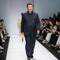 fashion show catwalk with xi jinping on it