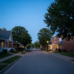 kansas quiet street, blue sky, summer evening, kenton nelson
