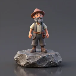 a realistic diminutive peasant figurine standing on a giant rock, realistic, 3 d render, behance, octane render, glossy, reflecting,
