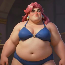 beautiful thick beefy zarya from overwatch with abs in swimsuit, krenz cushart peter mohrbacher norman rockwell michael cheval gerald brom alphonse mucha beautiful detailed face strange unique design