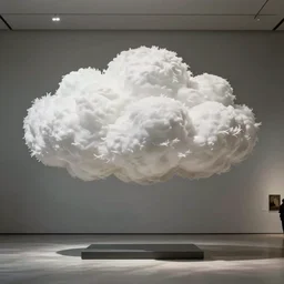 statue in the shape of a white cloud, in an art gallery, style of edward hopper