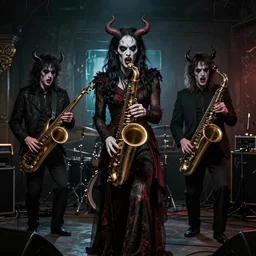 a demonic jazz band playing their final concert creepy