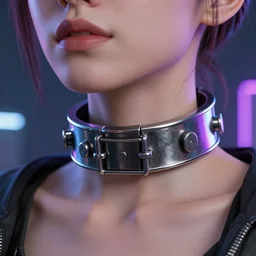 detailed realistic female character cyberpunk wearing thick steel collar around neck, realistic, art, beautiful, 4K, collar, choker, collar around neck, punk, artstation, detailed, female, woman, choker, cyberpunk, neon, punk, collar, choker, collar around neck, thick collar, choker around neck, wearing choker, wearing collar,