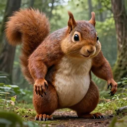 giant, mutated squirrel monster, highly detailed, realistic,