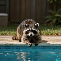 raccoon in public pool horror movie poster