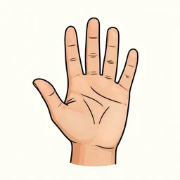 an illustrated guide to palm reading. a hand with four fingers plus a thumb