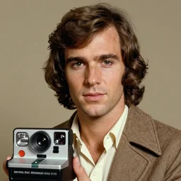 A photograph portrait of Jerma985 with medium length wavy hair, a combover and wearing late 1970s popped collared menswear in the late 1970s, taken in the late 1970s, grainy, taken on a 1970s Polaroid Camera, realistic, hyperrealistic, very realistic, highly detailed, very detailed, extremely detailed, detailed, digital art, trending on artstation, colorized photo, colored photo, detailed face, very detailed face