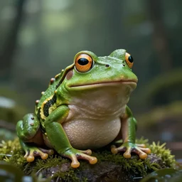 twitch emote of a green frog snickering