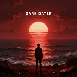 dark matter red infernal world future landscape ocean and sun limbo hyper reflection in the horror them open street schizophrenia and stratification of consciousness mind mad man poster highly detailed full HD 8K resolution