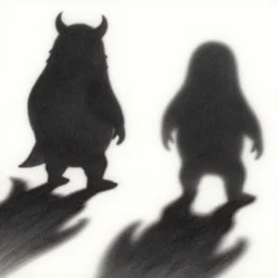 detailed drawing of shadows chasing other shadow monsters by art gem.