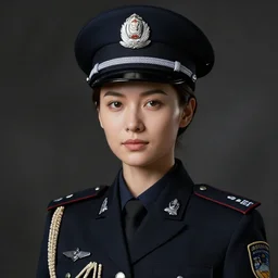 Elegant lady in police uniform. By Konstantin Razumov, highly detailded