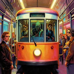 close up sci - fi horror poster streetcar poster, ttc streetcar, fluorescent colors, elegant, highly detailed, centered, digital painting, smooth, sharp focus, illustration, artgerm, tomasz alen kopera, peter mohrbacher, donato giancola, joseph christian leyendecker, wlop, frank frazetta