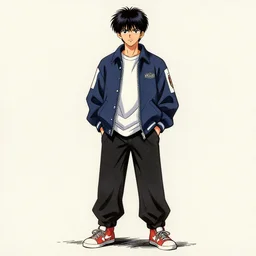 man wearing modern streetwear clothing | drawn by hirohiko araki