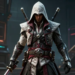 arno dorian from assassin's creed unity in the matrix movie crossover, cyberpunk, extremely high detail, unreal engine 5, dramatic