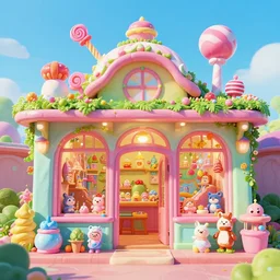 photo of shop whimsical fairy wonderland vibrant colors candyland wonderland by artgerm and greg rutkowski and magali villeneuv art beeple, by thomas kinkade hearstone league of legends dofus