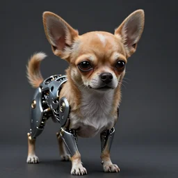 a vicious chihuahua cyborg, ultra realistic, dramatic lighting, intricate details, highly detailed by peter mohrbacher, boris vallejo, hajime sorayama, wayne barlowe,