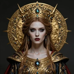 portrait of the slavic godess of death Morana, in style of Doom, in style of Midjourney, insanely detailed and intricate, golden ratio, female beauty, elegant, ornate, elite, ominous, haunting, matte painting, cinematic, cgsociety, James jean, Noah Bradley, Darius Zawadzki, vivid and vibrant