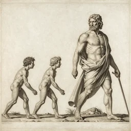 human evolution, engraving by piranesi, by durer, artstation hq
