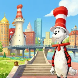 city by dr seuss, with towers, bridges, stairs