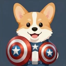 corgi as captain america, digital artwork, artstation, high quality