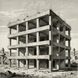 a brutalist concrete structure, urbex, unfinished building, relativity, lithograph, manga, etching by giovanni battista piranesi, m. c. escher, gustave dore