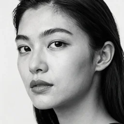 black and white vogue closeup portrait by herb ritts of a beautiful female model, japanese, high contrast