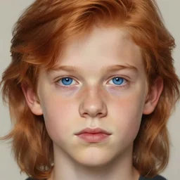 2 4 - year - old man, masculine face, ginger hair, sapphire blue eyes, hyper realistic face, beautiful eyes, highly detailed, digital painting, smooth, sharp, beautiful face, expressive eyes, long fluffy wavy ginger hair, art by greg rutkowski and alex gray