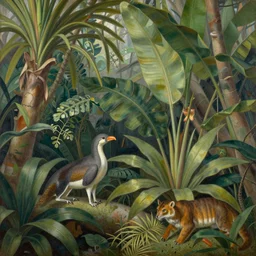 a beautiful painting of tropical plants and animals, by asher brown durand