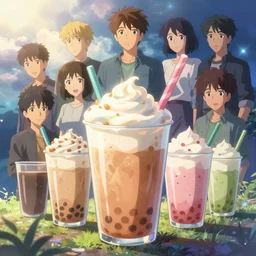 colored milk tea, rice cream, fantasy art by greg, loish, rhads, ferdinand knab, makoto shinkai and lois van baarle, ilya kuvshinov, rossdraws, tom bagshaw, dreamy, soft, backlight, luminescence, highly detailed, 8 k