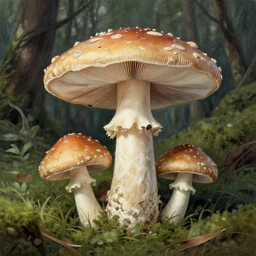 mushroom forest drawn by ralph horsley, digital art, highly detailed, corrupted