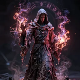 a necromancer pulsing with necrotic energy, art by janet fish, power auras, sigils, tattered cloth robes, substance 3 d painter, pbr textures, physical based rendering, cinematic, hyper realism, high detail, octane render, unreal engine, 8 k, smooth gradients, high contrast, depth of field, aperture f 2. 8