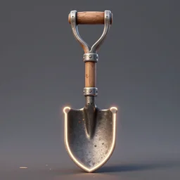 a highly detailed 3D shovel game object with handpainted textures, centered, inventory item, key has rim lights, vray render with caustics, very detailed, trending on artstation