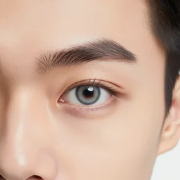 portrait color photo of an unbrushed man with smooth skin instead of a face, but with one ordinary bright giant eye with eyelashes in the center of the forehead, high quality photo, 85mm