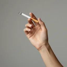 you can see in the picture, acurate, real human female hand, holding a cigarette, from the elbow, up to the elbow , hand, elegant, only five fingers, separated, elegant, neat nails, realism, 8k,