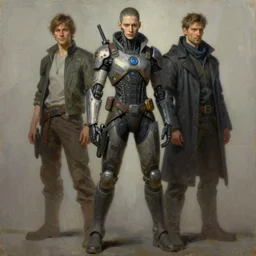 a full body fantasy portrait oil painting illustration of a cyborg by justin sweet and greg rutkowski and alphonse mucha with face and body clearly visible, techwear, futuristic, cyberpunk, artstation trending, high quality, sombre mood, artstation trending, muted colours, no crop, entire character!,