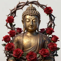 beautiful buddha surrounded by thorns and roses, attractive face, photo by alexey gurylev, high detail, clear focus, concept art, league of legends, shumolly style, monable, artgerm, greg rutkowski, zeronis, pilen and ruan jia