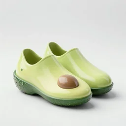Futuristic shoes in the shape of an avocado advertisement photo