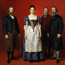 painting of Jennifer Connelly by Richard S. Johnson and Solomon Joseph Solomon and Richard Schmid and Jeremy Lipking victorian genre painting full length portrait painting of a young beautiful woman traditional german french barmaid in fantasy costume, red background