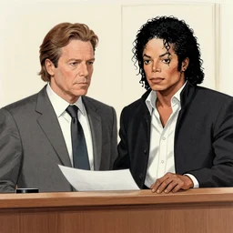 court sketch of lawyer Saul Goodman defending Michael Jackson on court