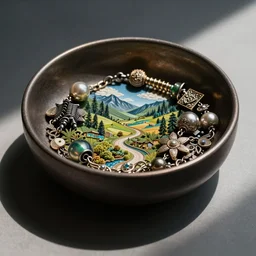 a bowl with jewellery in it