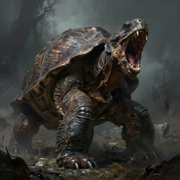 tortoise monstrous screaming in agony dark fantasy, intricate, smooth, artstation, painted by Wayne Barlowe, zdislav beksinski