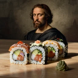 sushi, food photography, by leonardo da vinci