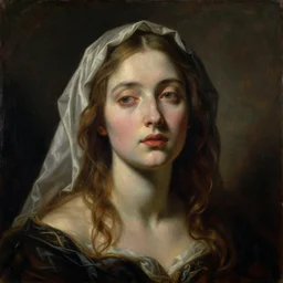 The unfolded surreal face of beautiful woman, baroque cloth, shadows, the long shot, dramatic lighting, high-detailed oil painting by Ilya Repin, William Blake, Michelangelo da Caravaggio and Beksinski, masterpiece, 4k