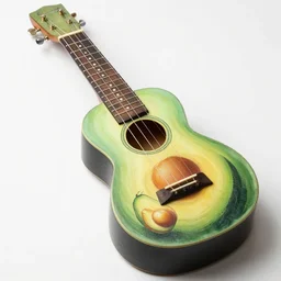 avocado ukulele painted by leonardo da vinci