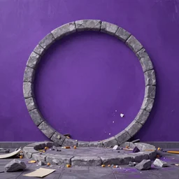 a messy painting of a big purple tall wall, stone circle, purple colour scheme, artstation