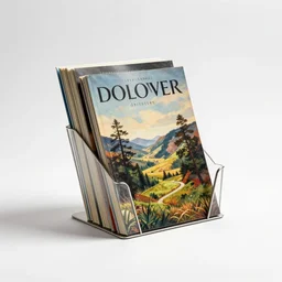 art deco magazine rack, professional product shot, isolated on a pure white background, centered, entire object in frame, sharp focus, soft studio lighting