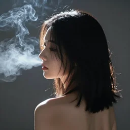 woman with black hair, backlit smoke, hard light, cinematic lighting, high detail, made by artgerm, trending on artstation, sharp focus, smooth